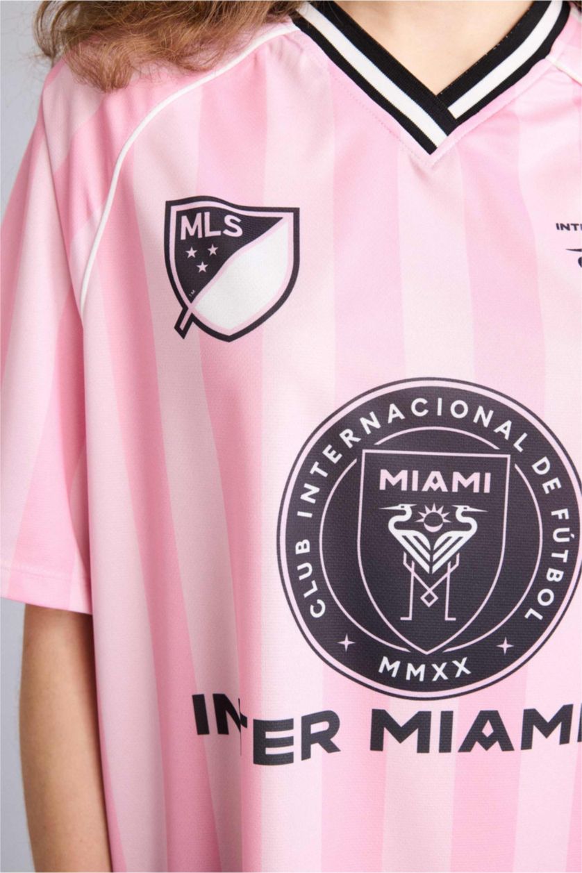 Kadın Açık Pembe MLS Oversıze V Yaka Tişört