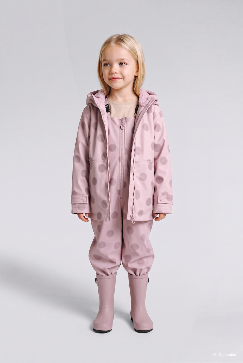 Baby Girl Pink Baby Girl Polka Dot Plush Lined Hooded Jacket