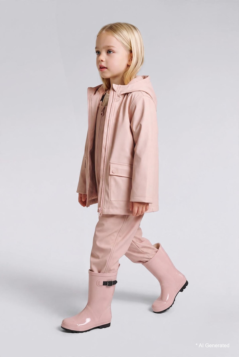 BÉBÉ FILLE Rose Imperméable rose déperlant à capuche pour bébé fille
