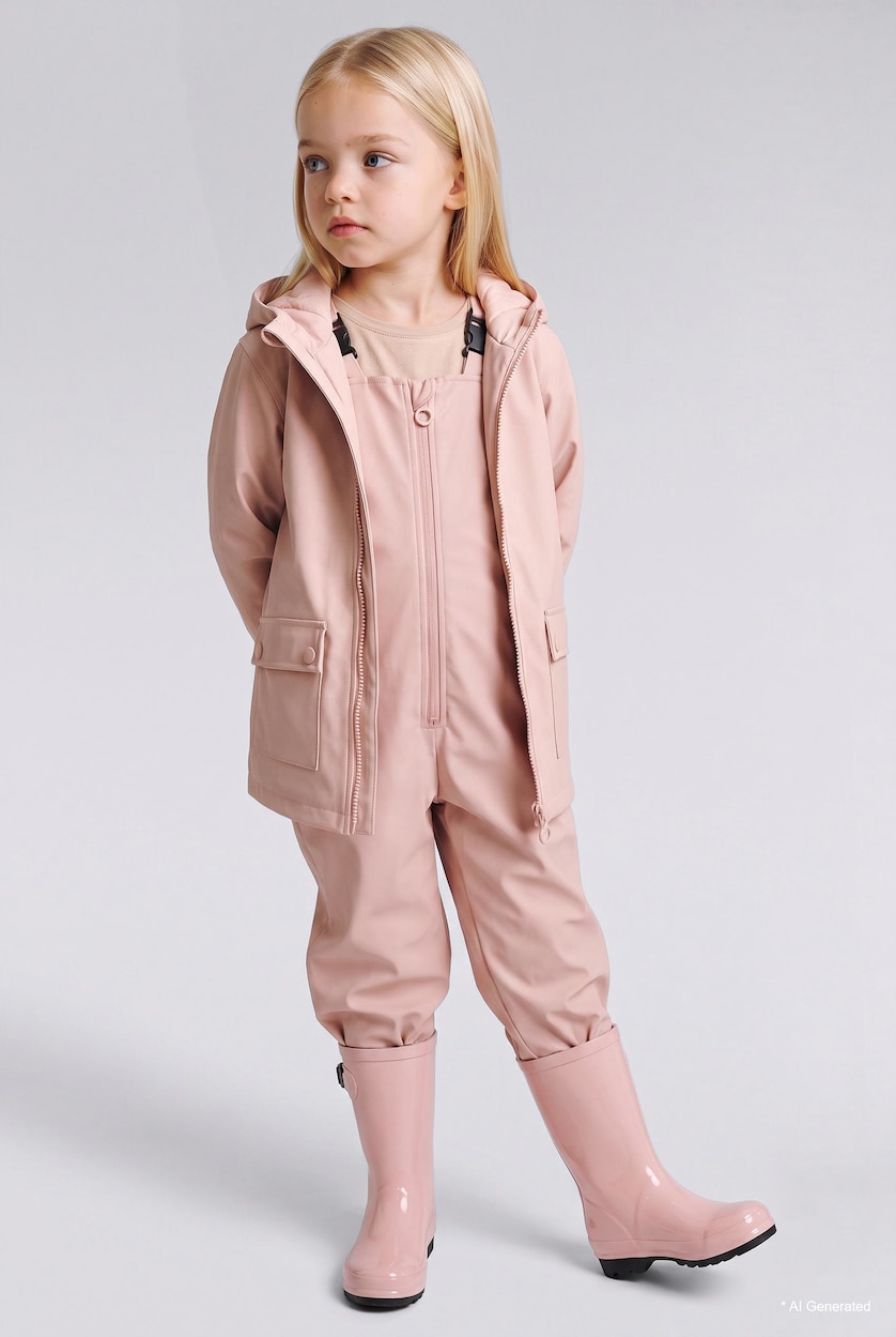 BÉBÉ FILLE Rose Imperméable rose déperlant à capuche pour bébé fille
