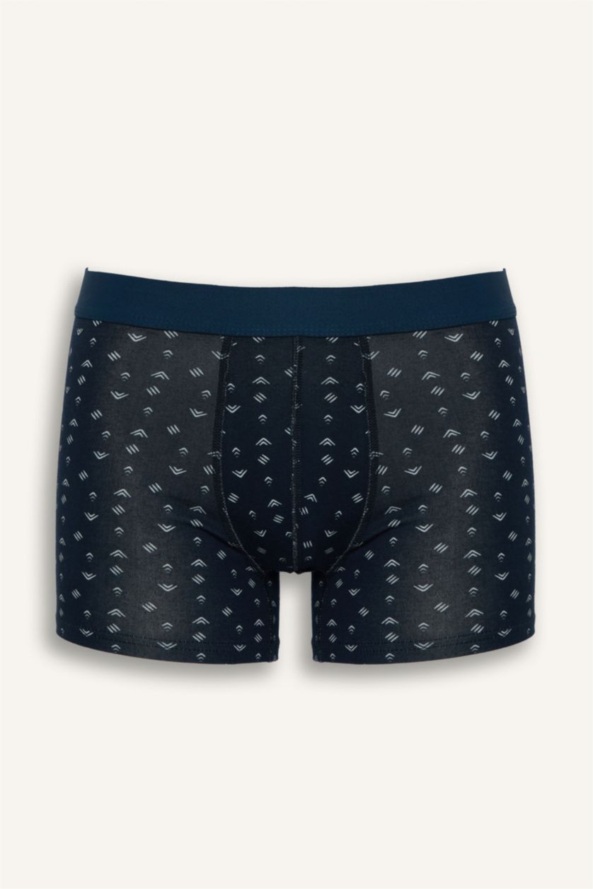 Erkek Lacivert Regular Fıt Desenli 3'lü Boxer