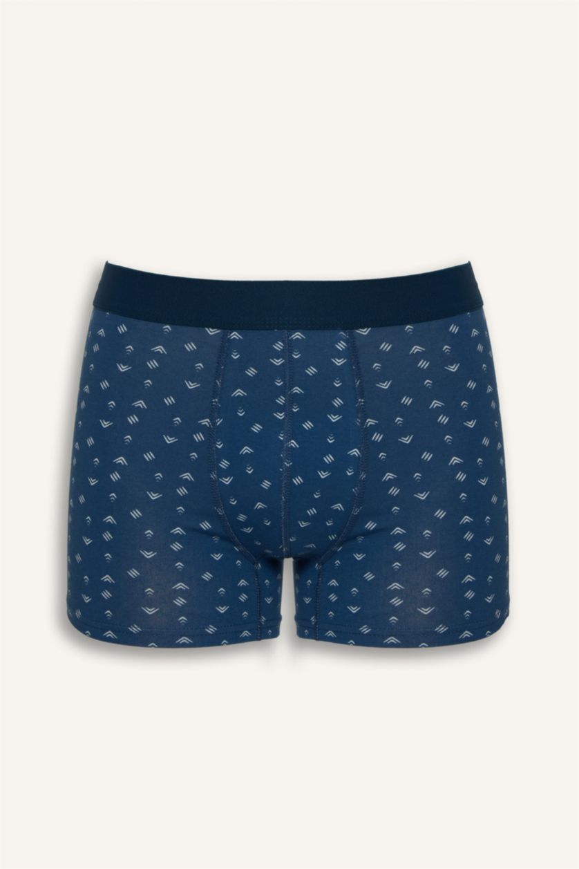 Erkek Lacivert Regular Fıt Desenli 3'lü Boxer