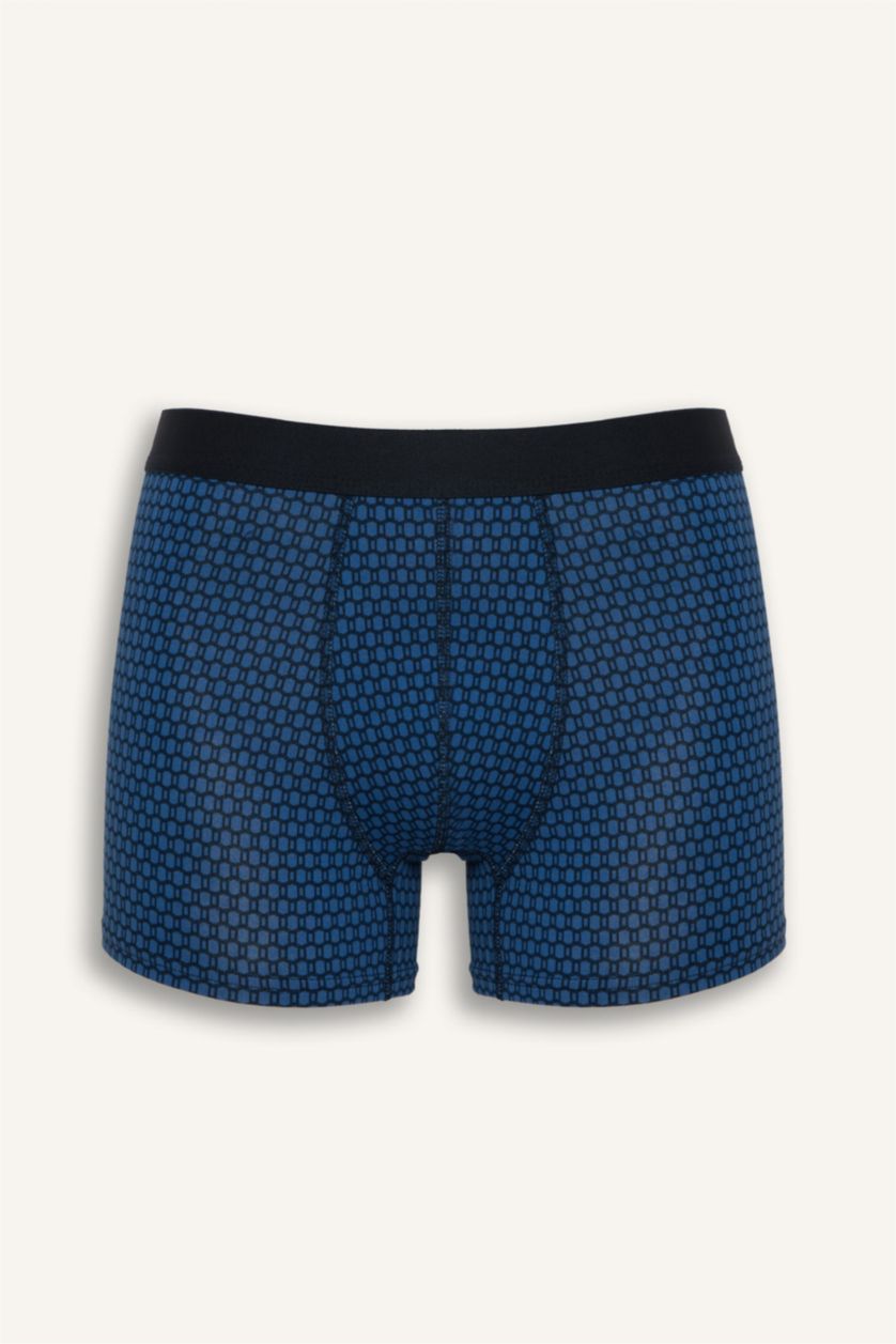 Erkek Lacivert Regular Fıt Baskılı 3'lü Boxer