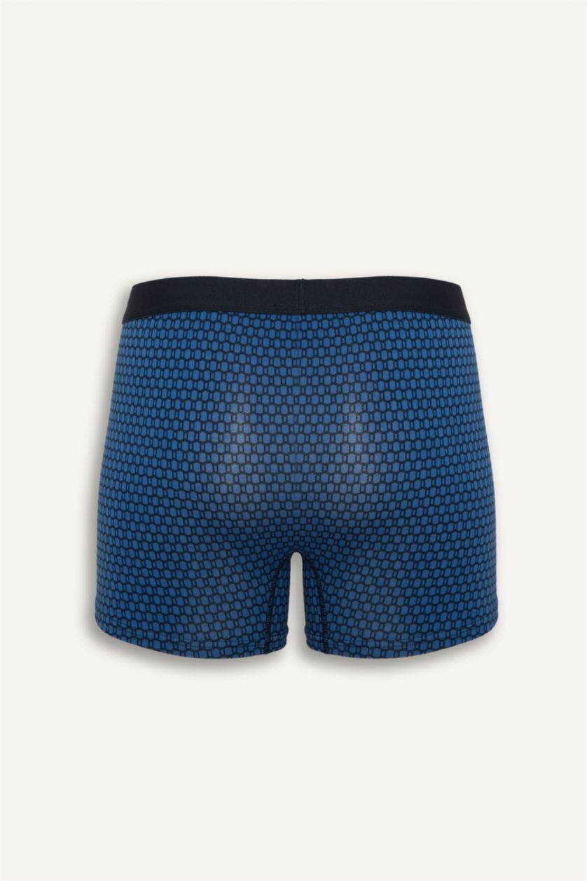 Erkek Lacivert Regular Fıt Baskılı 3'lü Boxer