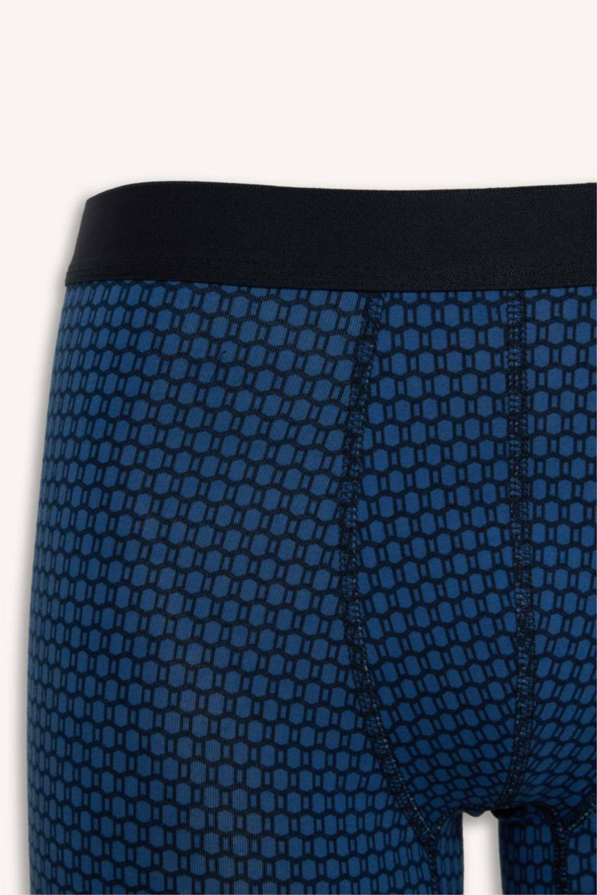 Erkek Lacivert Regular Fıt Baskılı 3'lü Boxer