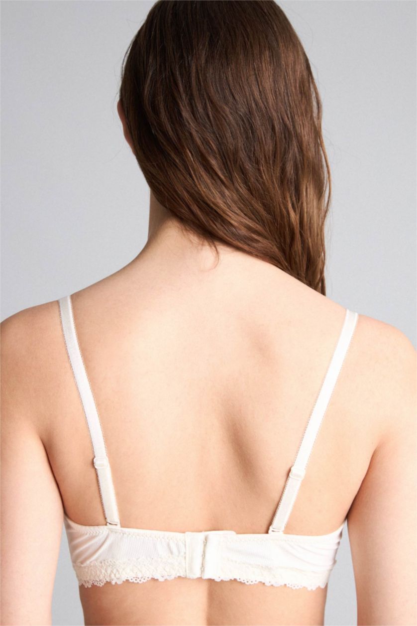 نساء بيج فاتح حمالة صدر بنص حشو بالدانتيل مبطن