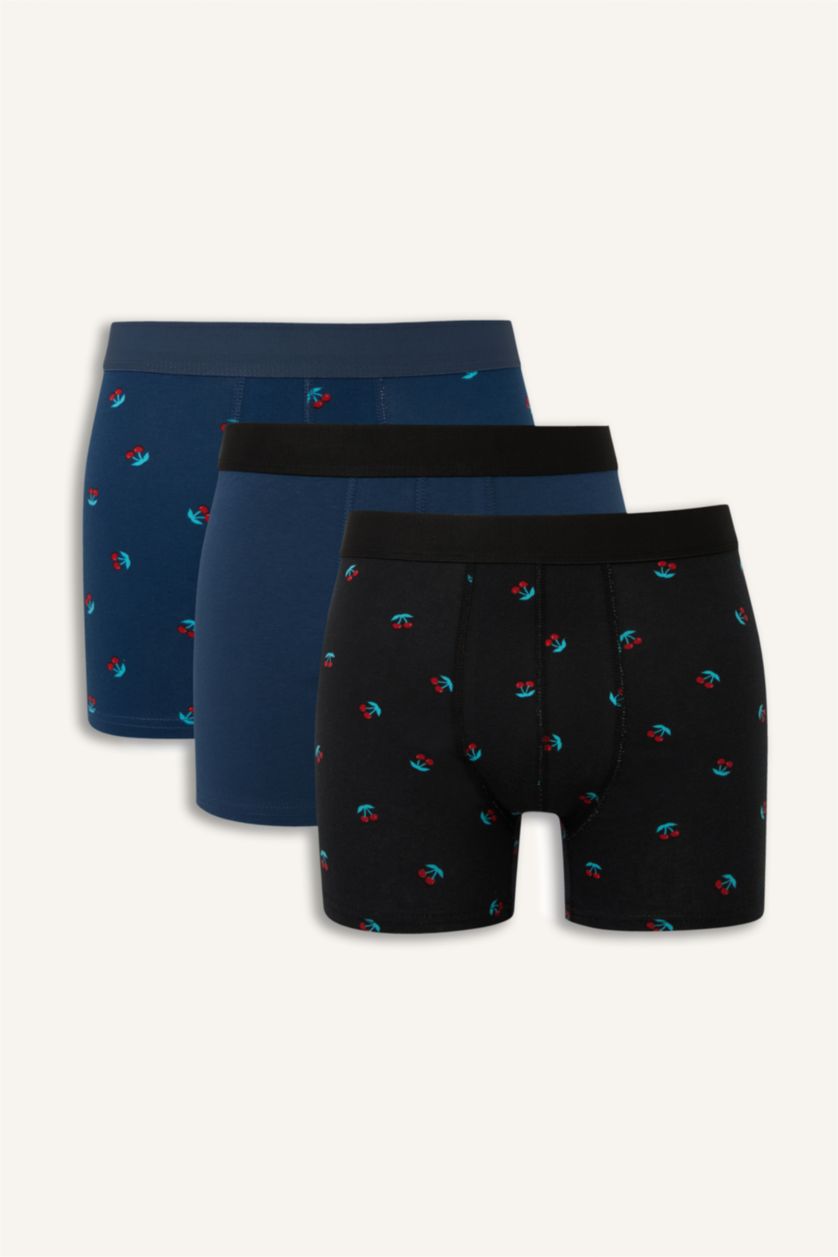 رجالي نيلي بوكسر قصة عادية بطبعة فاكهة - 3 قطع