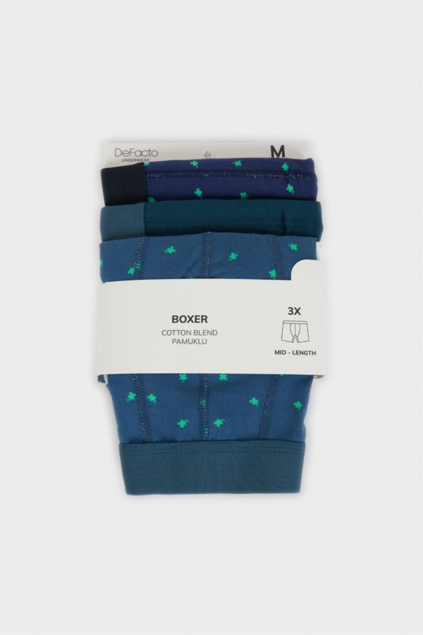 رجالي نيلي بوكسر قصة عادية بطبعة فاكهة - 3 قطع