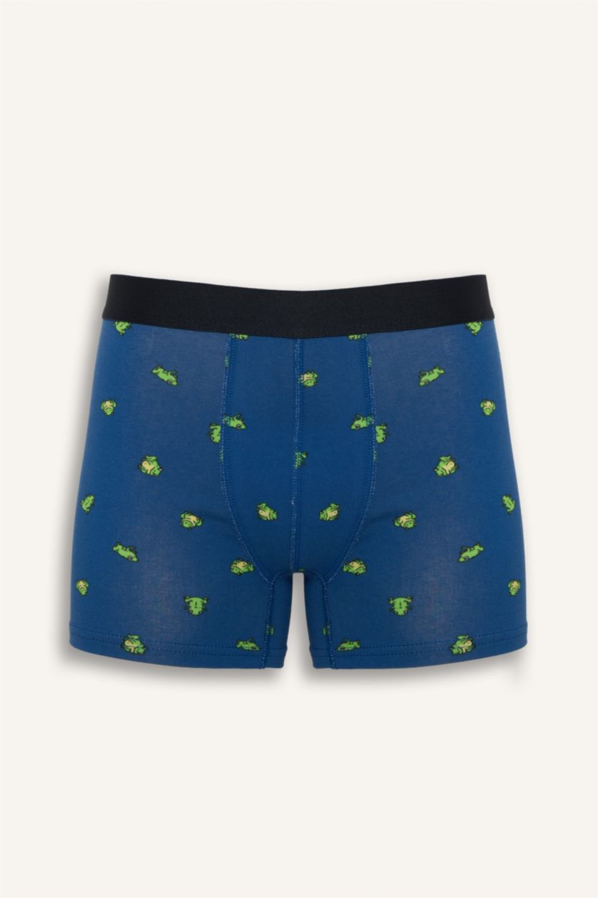 Erkek Koyu Mavi Regular Fıt Hayvan Desenli 3'lü Boxer