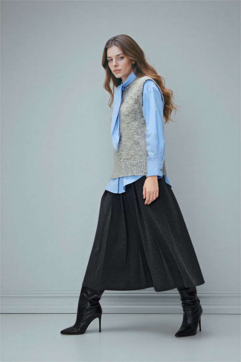 Kadın Koyu Antrasit A Kesim Etek