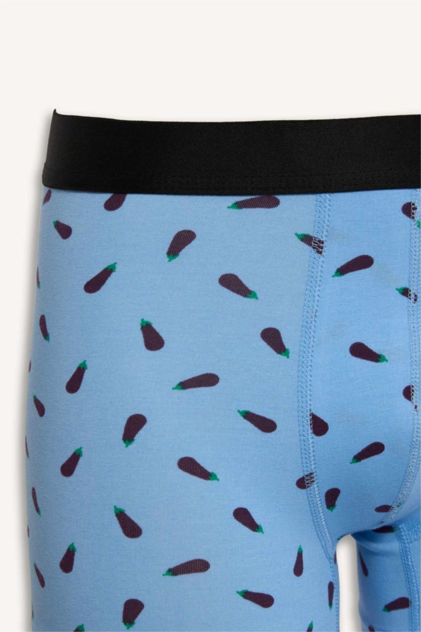 Erkek Siyah Regular Fıt Sebze Baskılı 3'lü Boxer