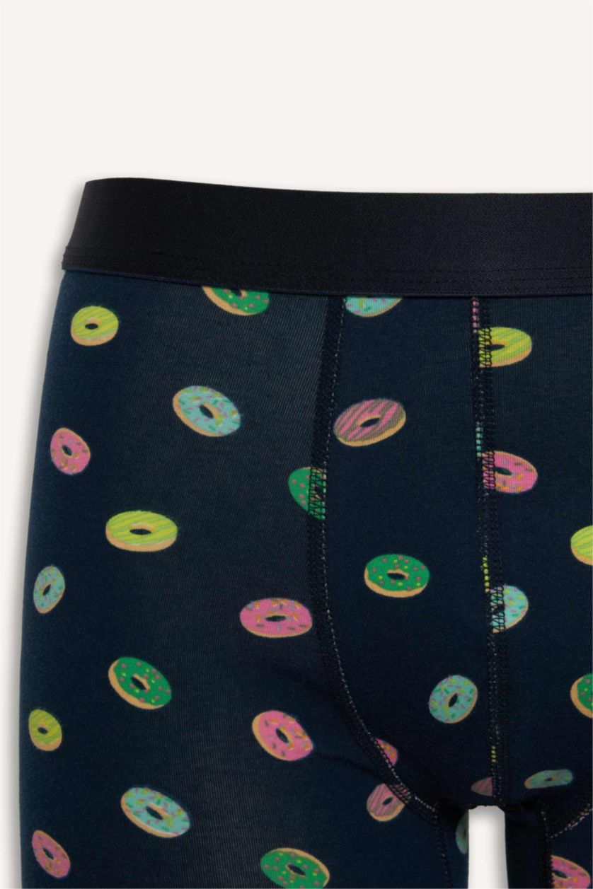 Erkek Lacivert Regular Fıt Yiyecek Baskılı 3'lü Boxer