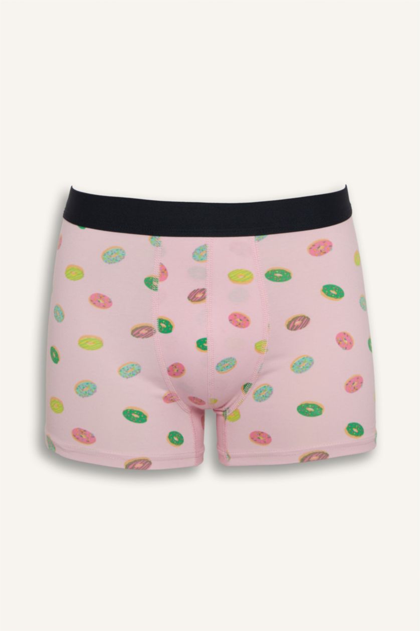 Erkek Lacivert Regular Fıt Yiyecek Baskılı 3'lü Boxer