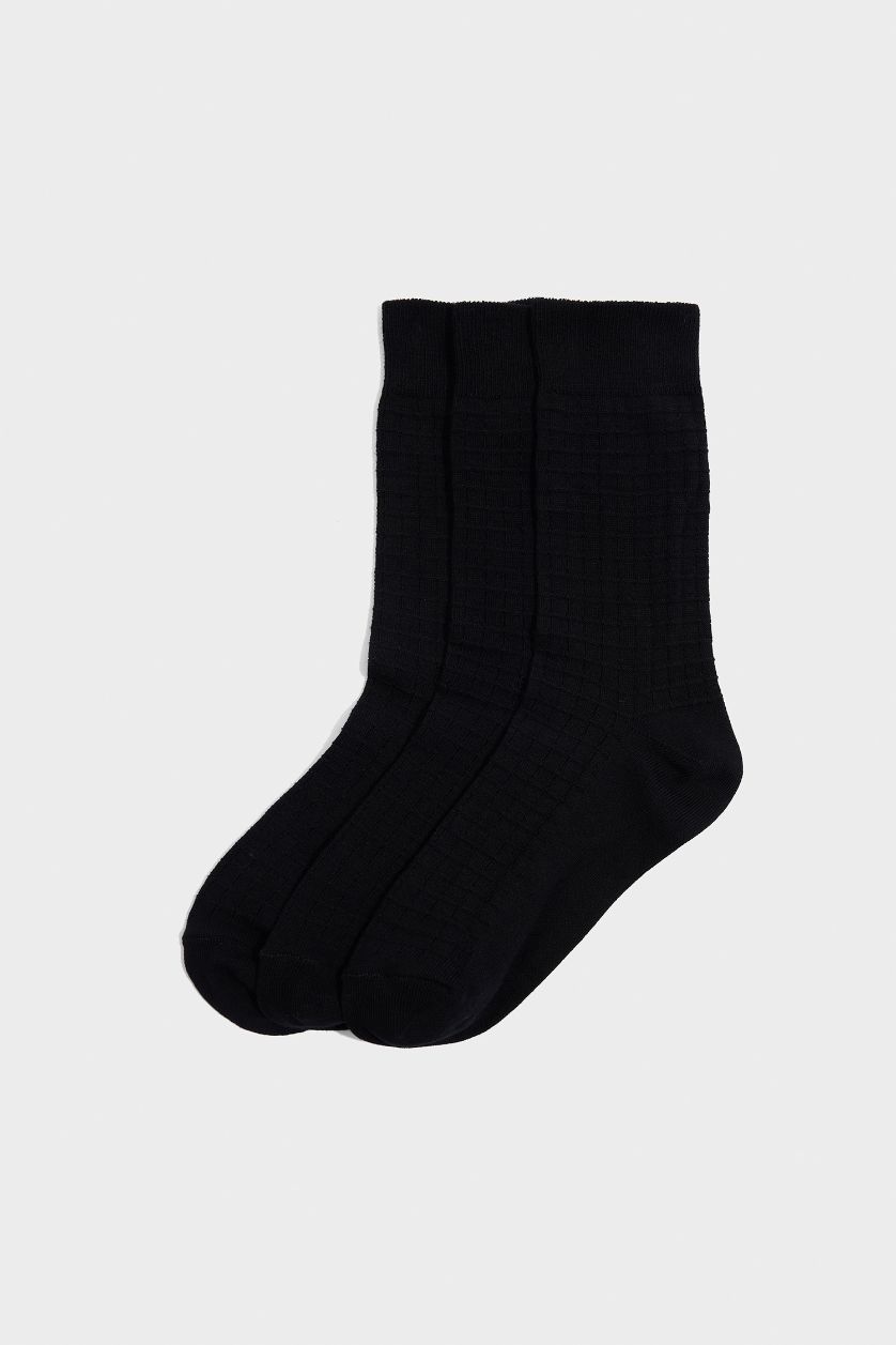 MAN Black Man 3 Piece Cotton Long Socks