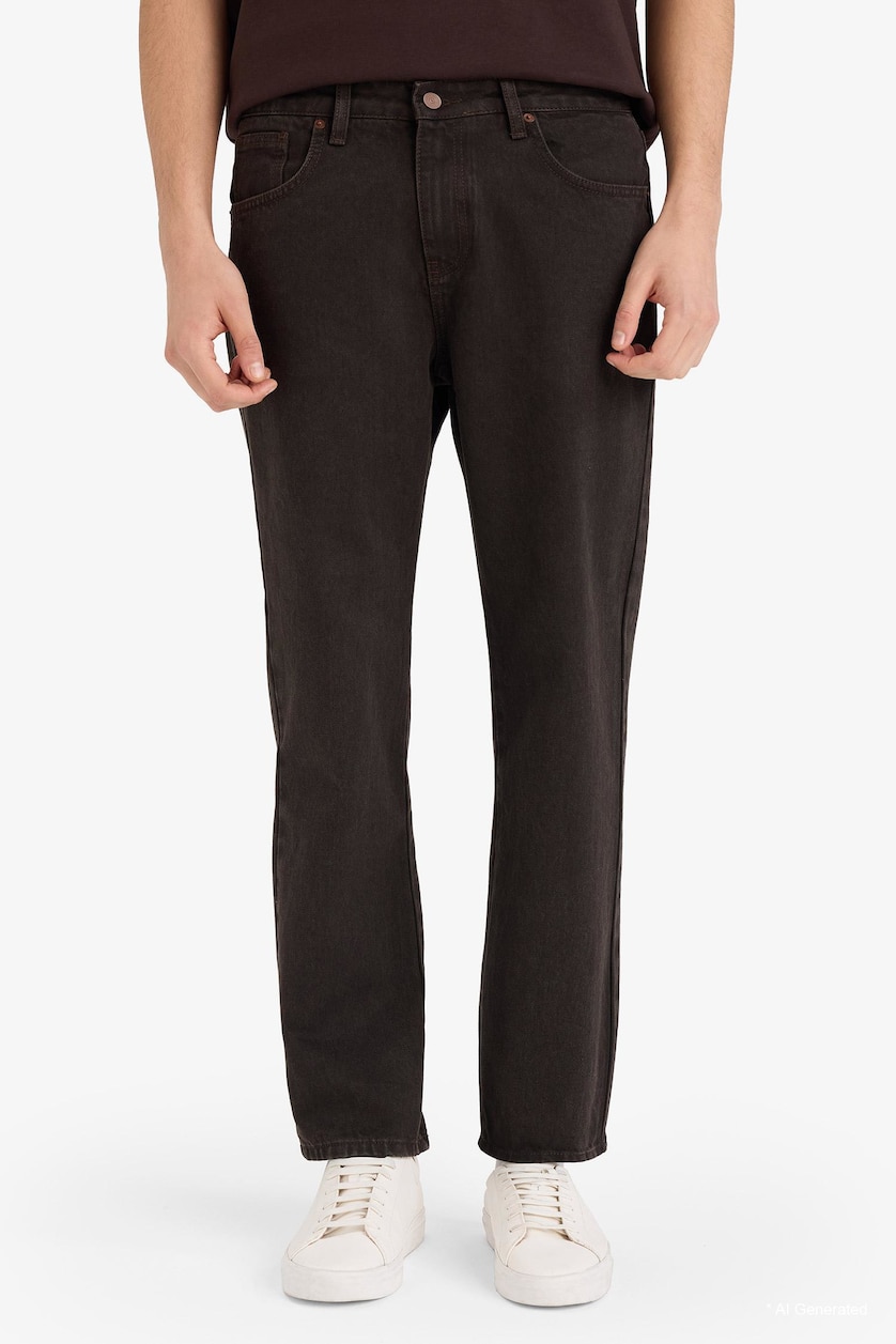 MAN Brown Straight Fit Trousers
