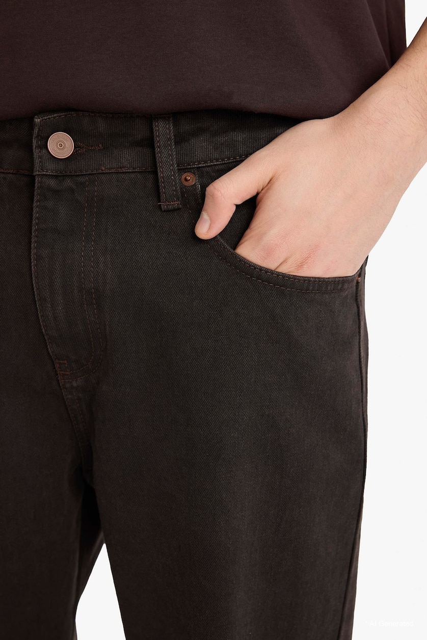 MAN Brown Straight Fit Trousers