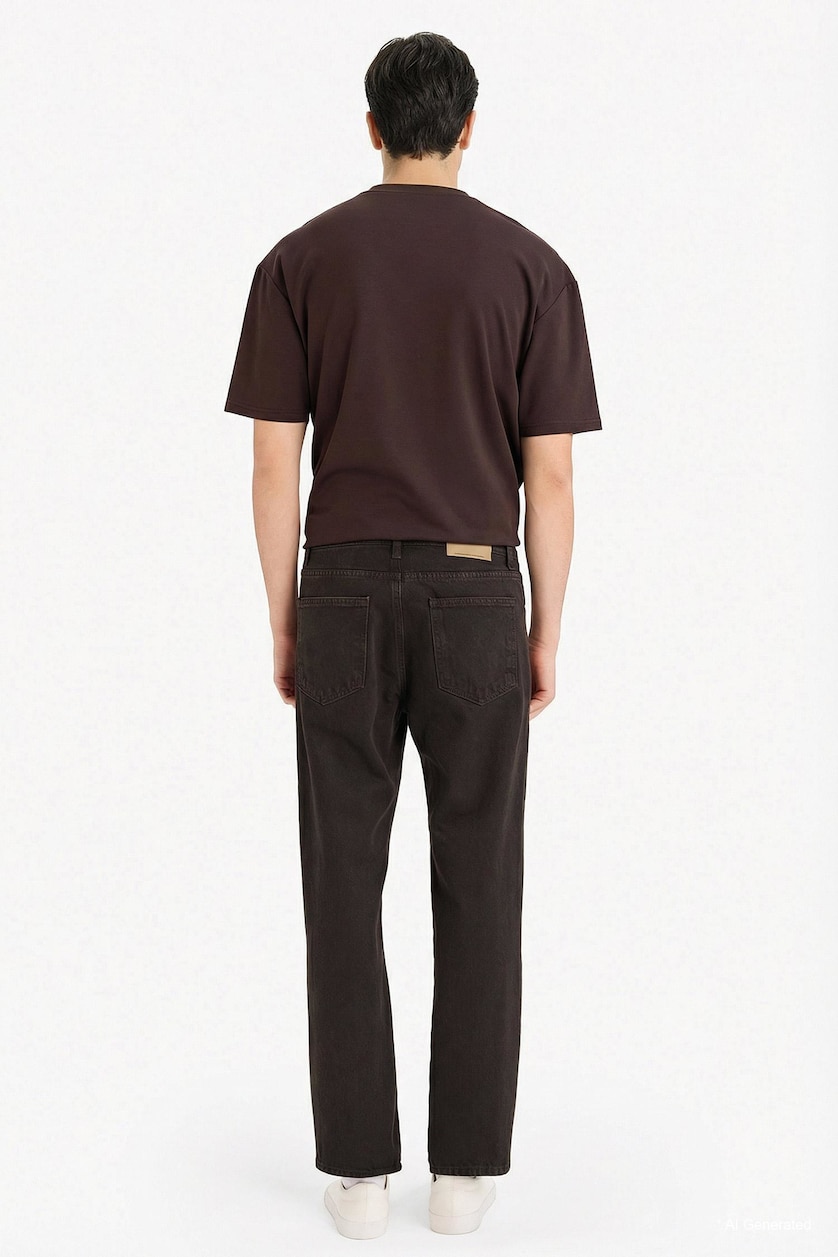 MAN Brown Straight Fit Trousers