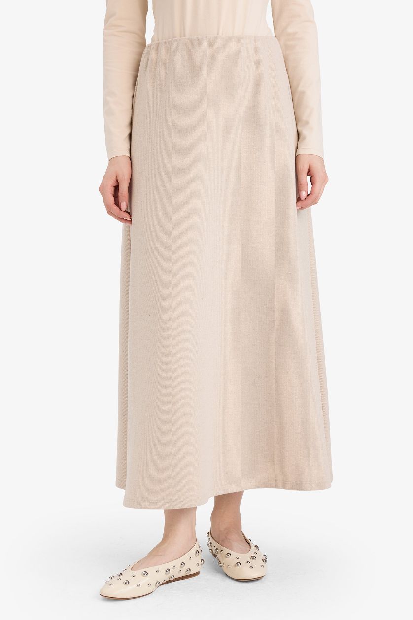 Kadın Bej A Kesim Selanik Kumaş Etek