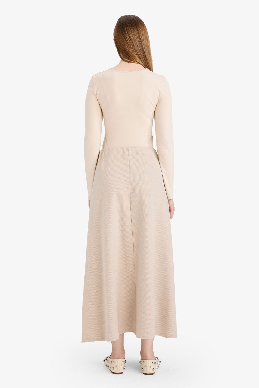 Kadın Bej A Kesim Selanik Kumaş Etek