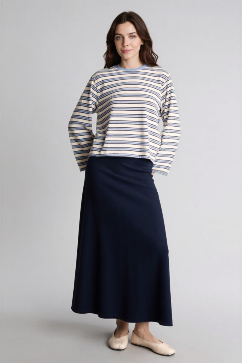WOMAN NAVY A Line Skirt