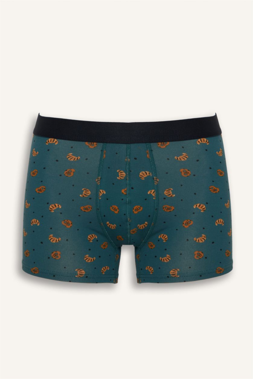 Erkek Koyu Mavi Regular Fıt Yiyecek Baskılı 3'lü Boxer