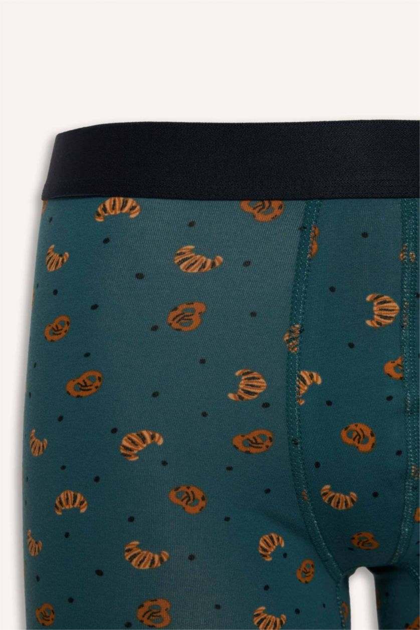 Erkek Koyu Mavi Regular Fıt Yiyecek Baskılı 3'lü Boxer