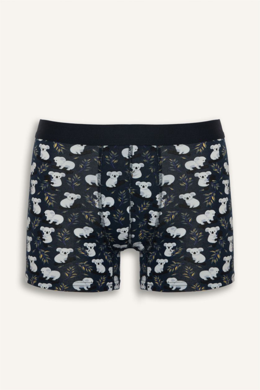 Erkek Lacivert Regular Fıt Hayvan Desenli 3'lü Boxer