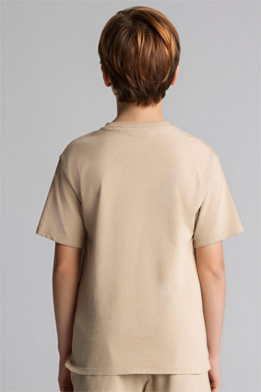 أولاد اللون الحجري تيشيرت ولادي نص ردن قصة عادية برقبة مستديرة