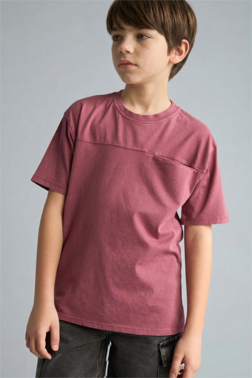 Erkek Çocuk - Genç Erkek Mor New Regular Fit Kısa kollu Tişört Erkek Çocuk