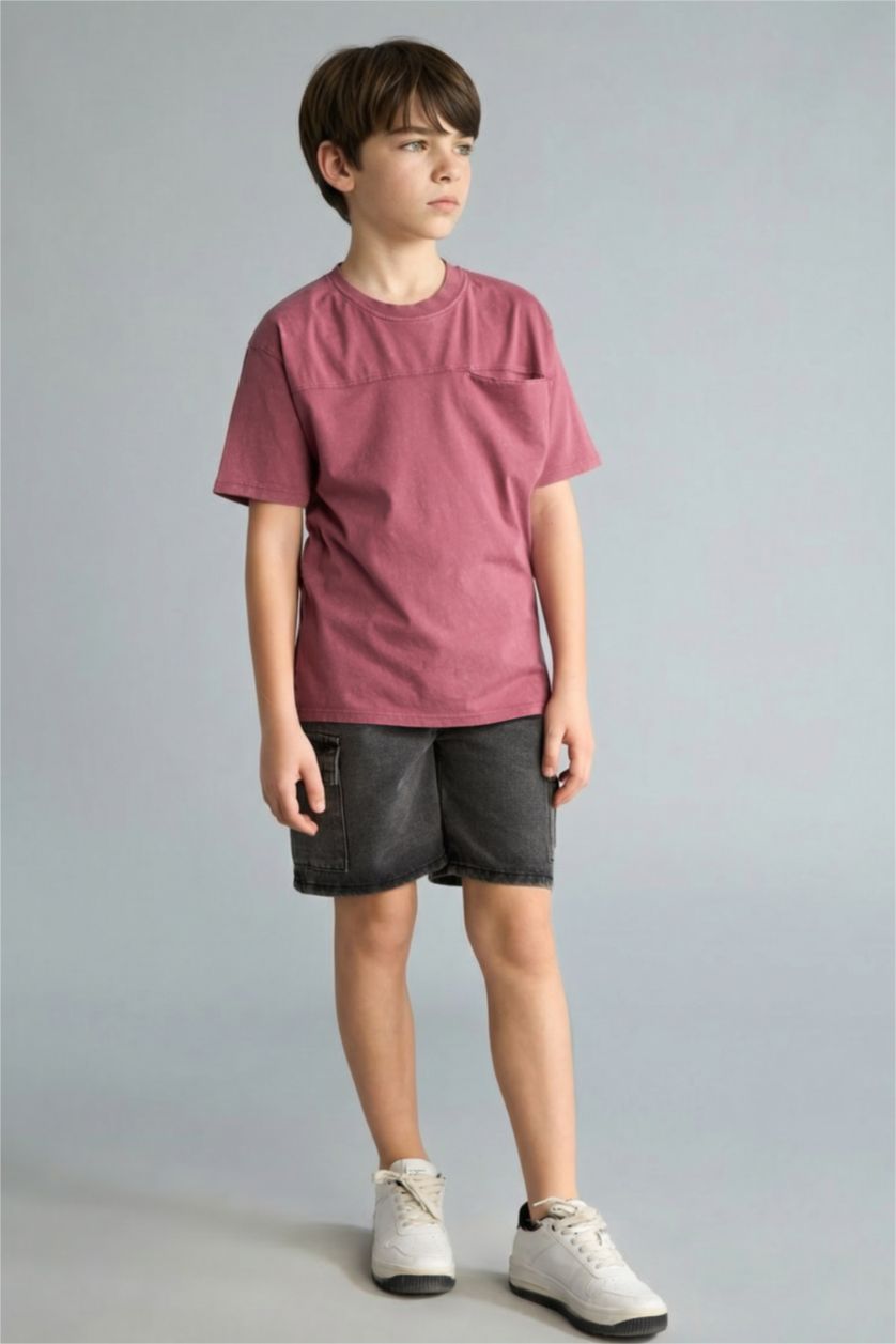 Erkek Çocuk - Genç Erkek Mor New Regular Fit Kısa kollu Tişört Erkek Çocuk