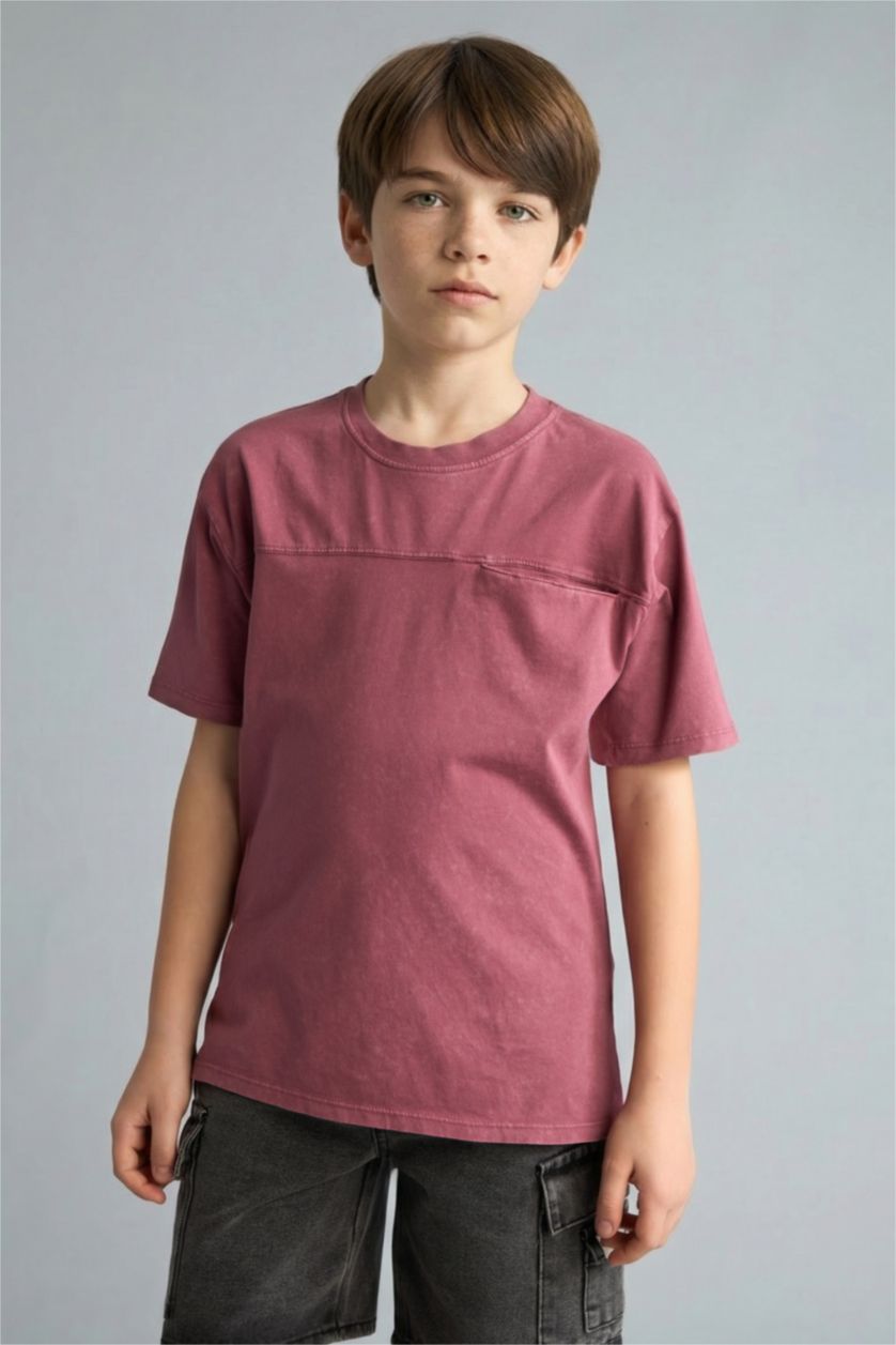 Erkek Çocuk - Genç Erkek Mor New Regular Fit Kısa kollu Tişört Erkek Çocuk