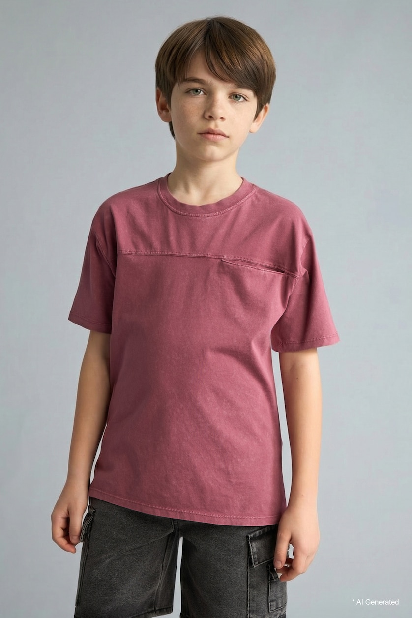 BOYS & TEENS Purple Boy New Regular Fit Crew Neck T-Shirt