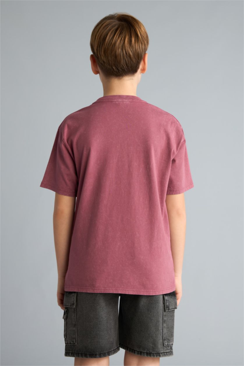 Erkek Çocuk - Genç Erkek Mor New Regular Fit Kısa kollu Tişört Erkek Çocuk