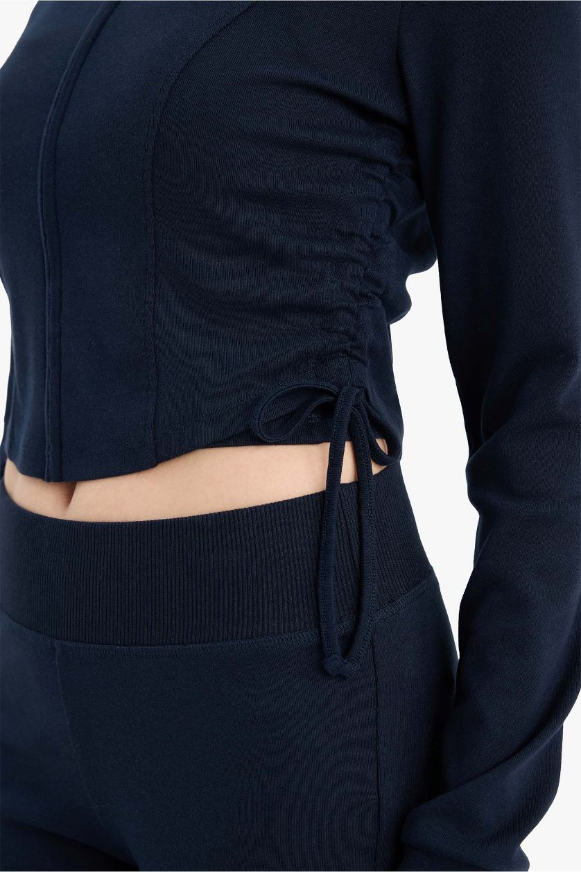 Kadın Lacivert Kapüşonlu Ribana Hırka