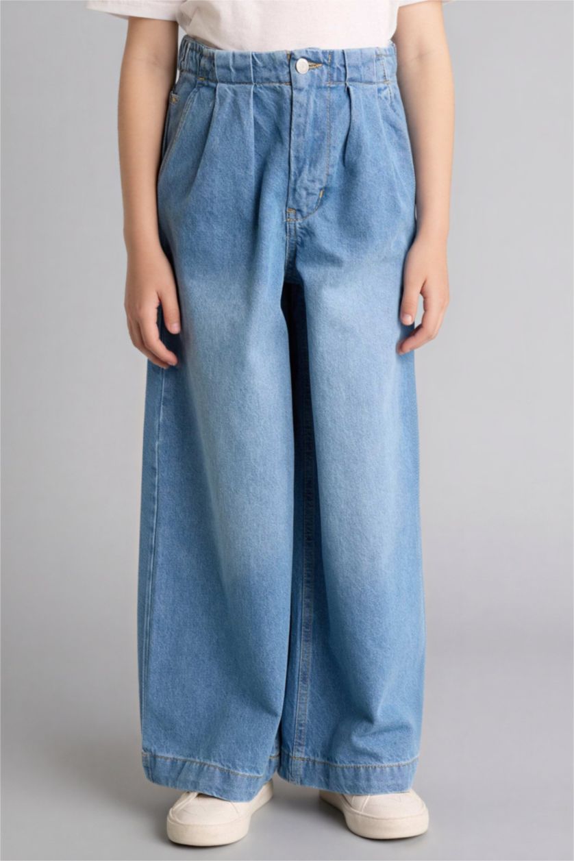 Girls & Teens Light Blue Wide Leg Denim Trousers