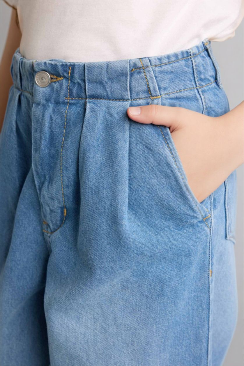 Girls & Teens Light Blue Wide Leg Denim Trousers