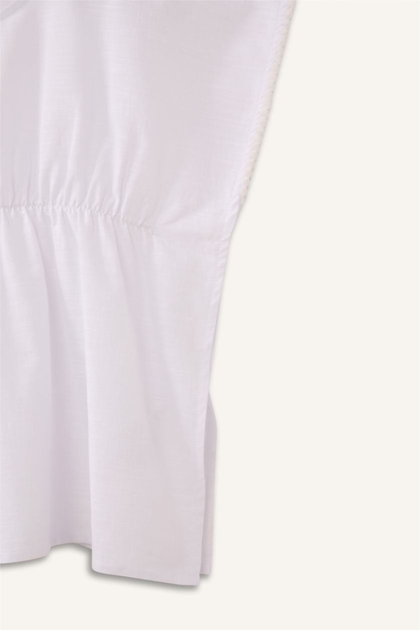 Kız Çocuk - Genç Kız Beyaz Plaj Elbisesi Kız Çocuk