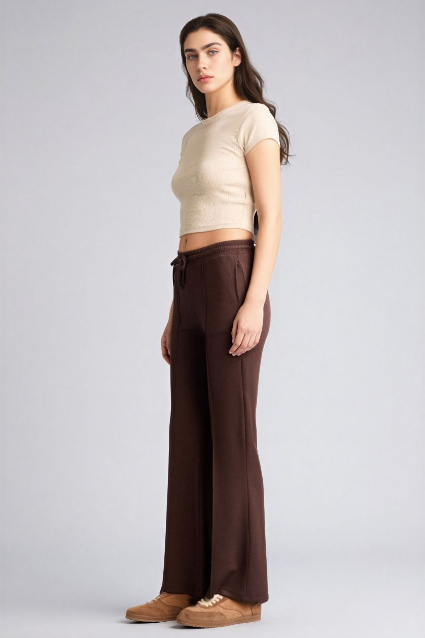 Woman Brown Flare modal Trousers