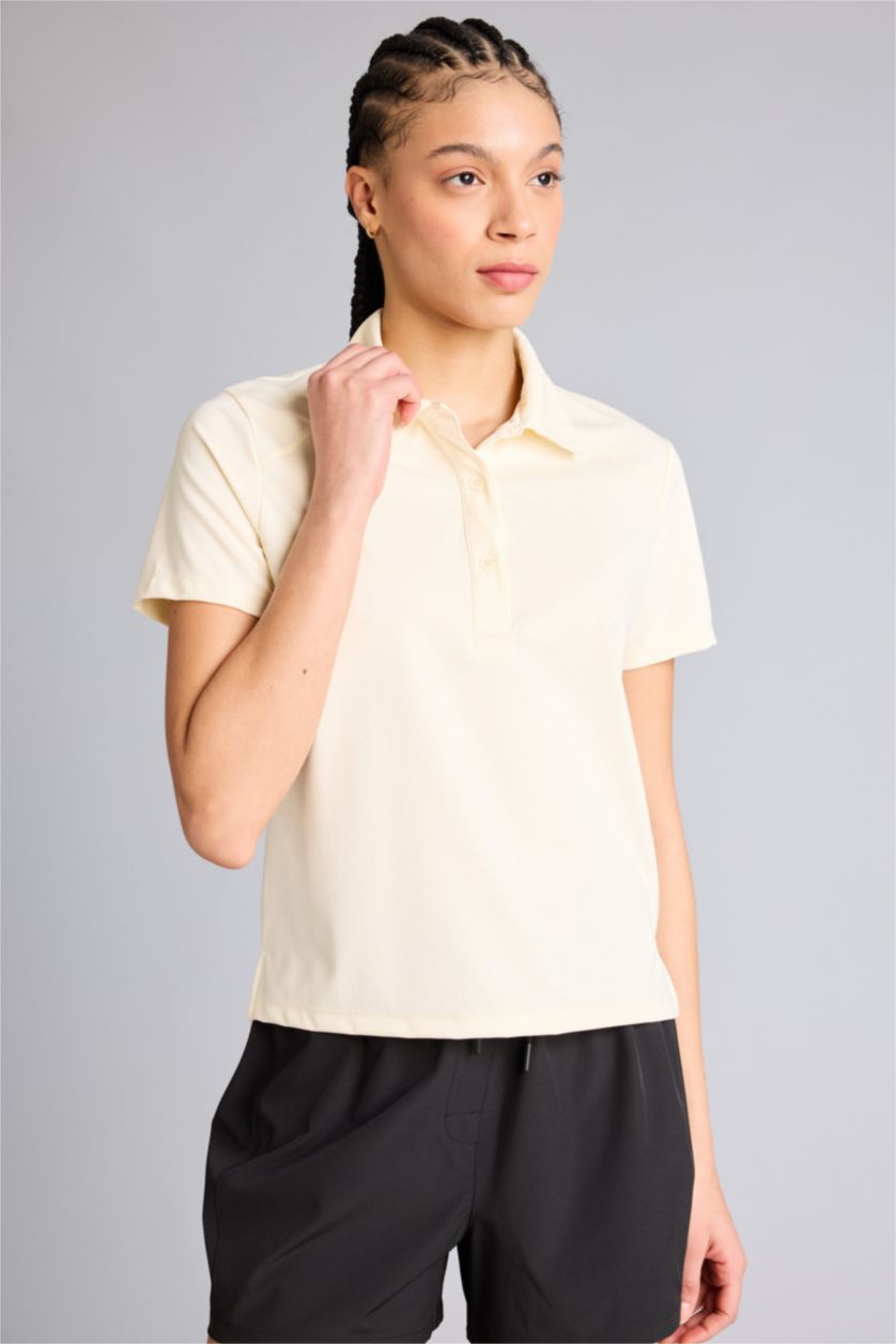 Женщины Бежевый Спортивная шелковая футболка поло Standard Fit с коротким рукавом