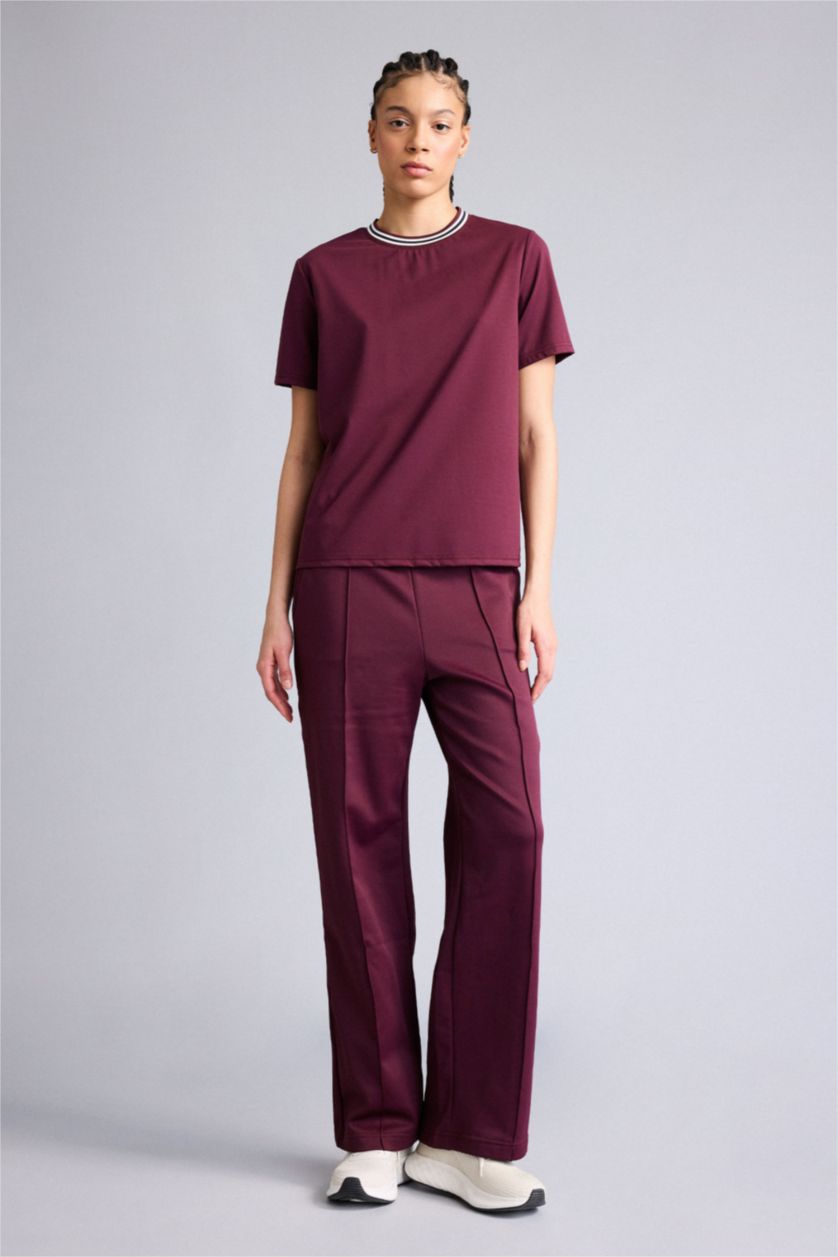 Әйелдерге Бордо Standard Fit поло жағалы спорттық жібек қысқа жеңді поло футболка