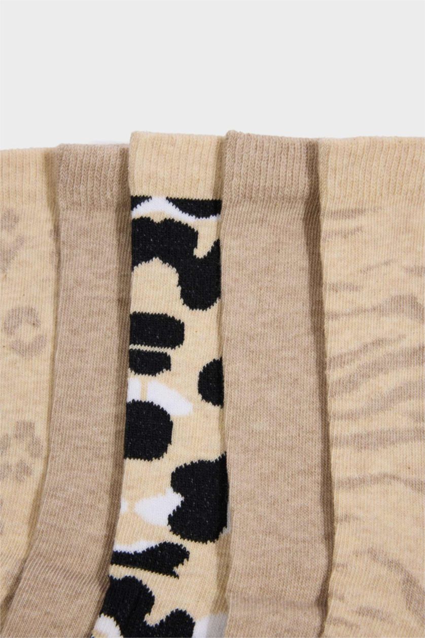 Kadın Karma Kadın Desenli 5'li Pamuklu Uzun Çorap