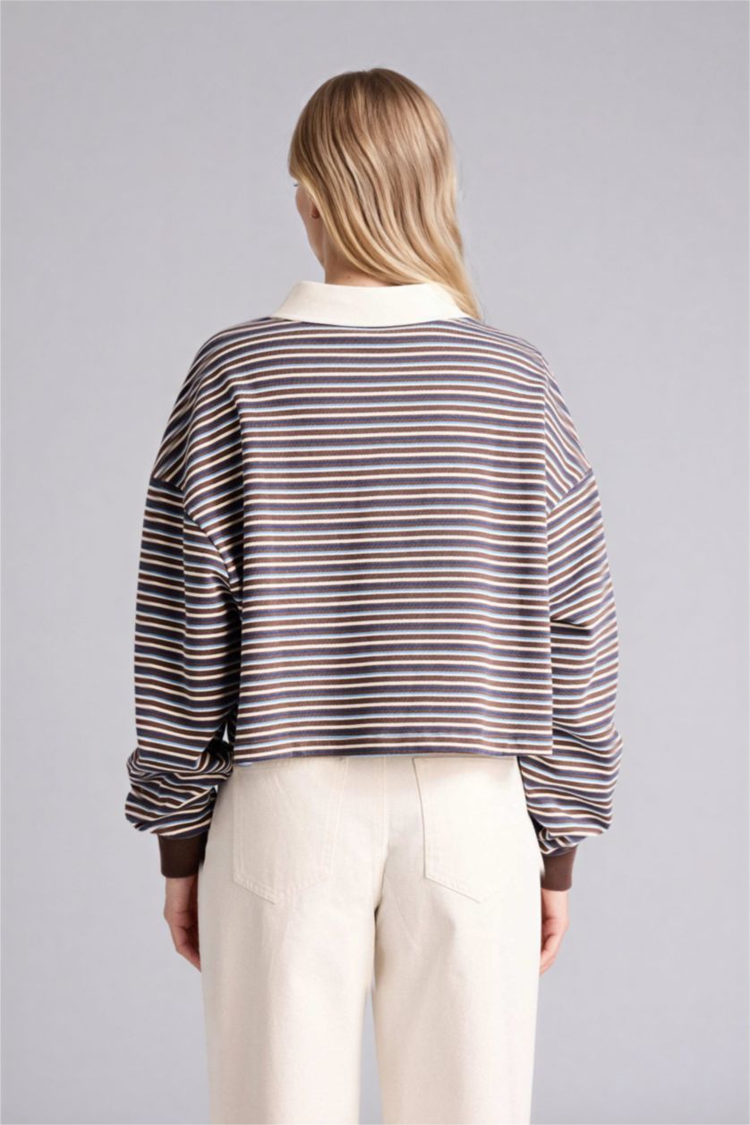 Woman Brown Loose Fit Long Sleeve Sweatshirt