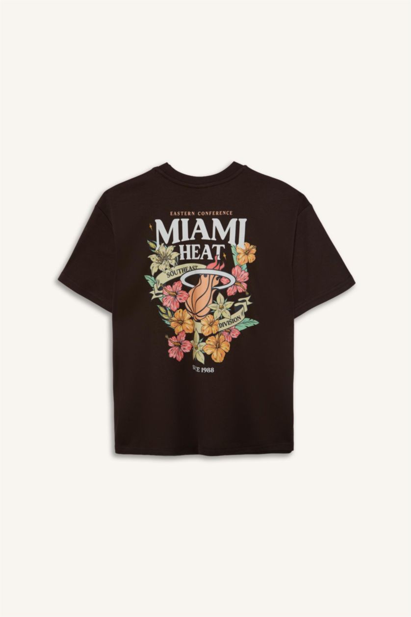 WOMAN Brown NBA Miami Heat Licensed Printed Oversize T-Shirt