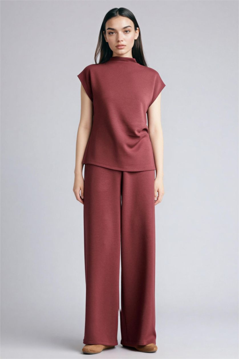 Женщины Оранжевый Майка приталенного кроя с воротником стойкой из модала для женщин