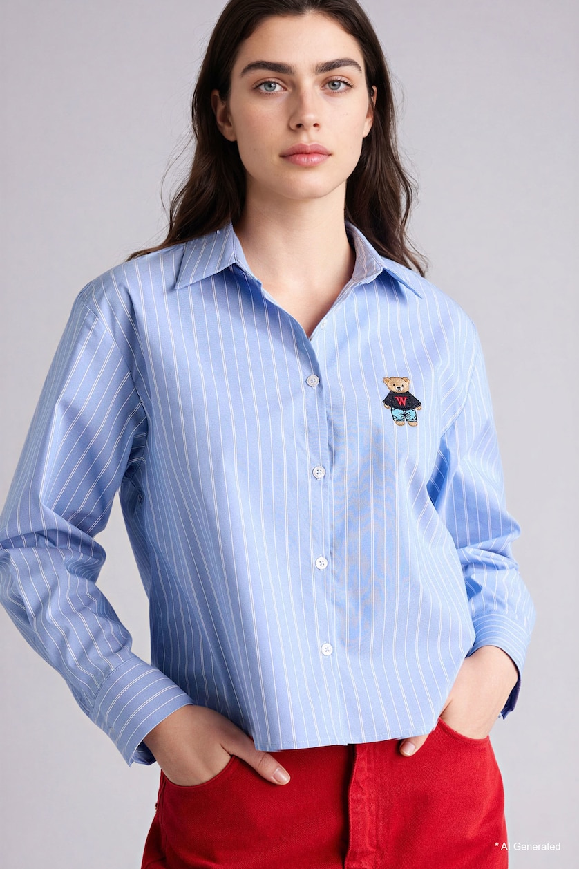 Women Blue Oversize Long Sleeve Shirt