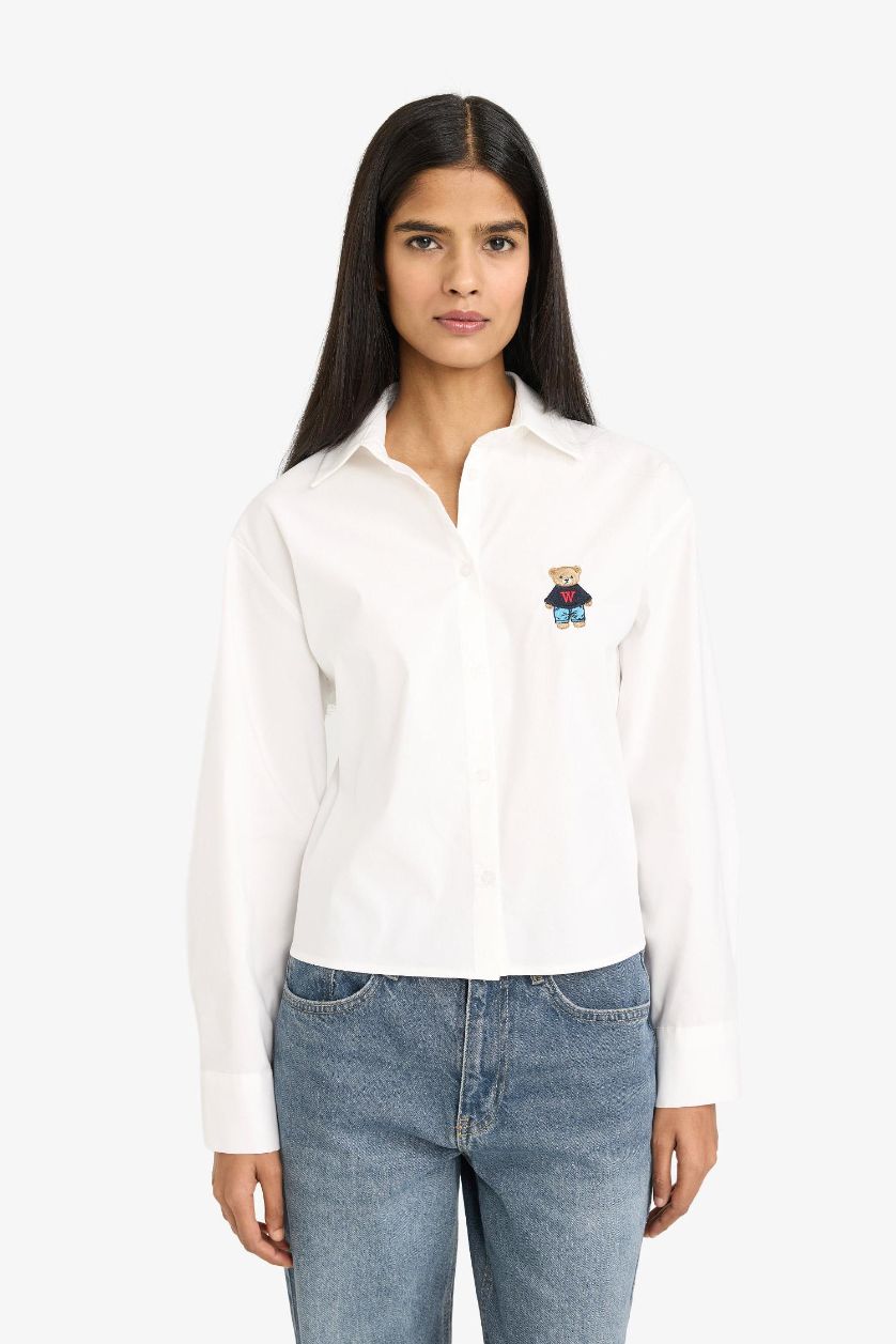 WOMAN Ecru Oversize Teddy Bear Bengaline Shirt