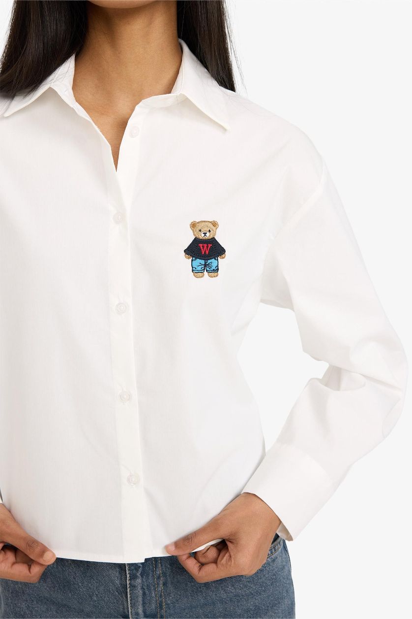 WOMAN Ecru Oversize Teddy Bear Bengaline Shirt