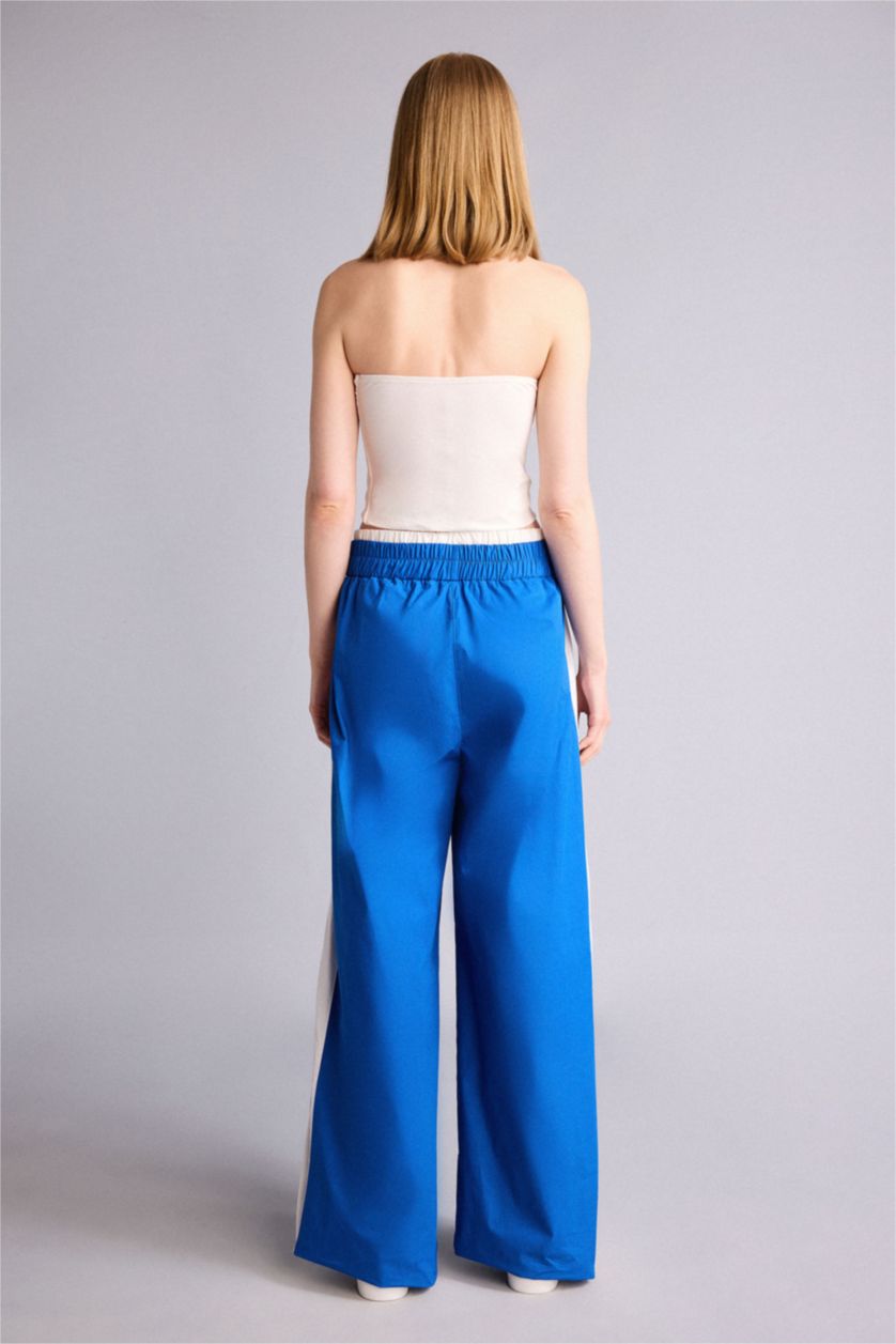 Kadın Mavi Wide Leg Normal Bel Pantolon