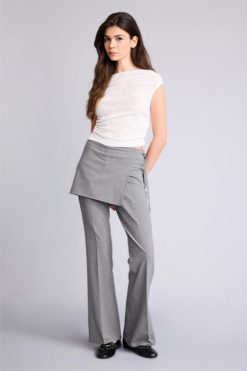 Woman Grey Flare Trousers