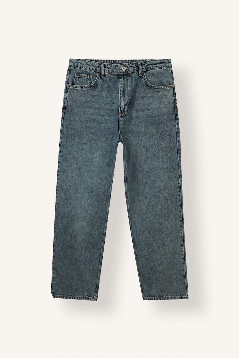 Men Dark Blue Normal Waist Baggy Fit Trousers
